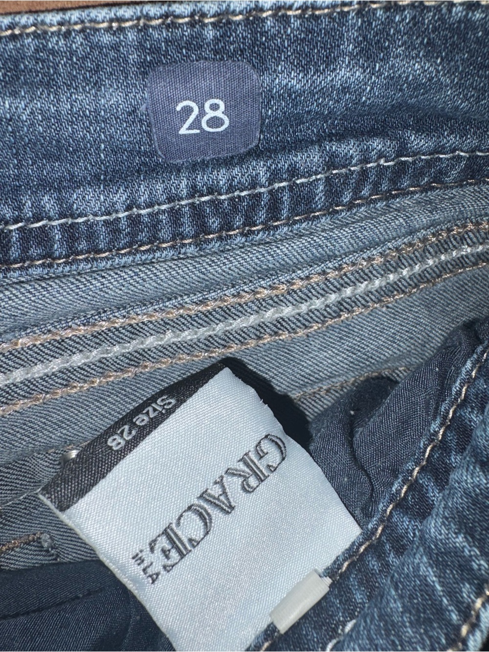 Grace in LA Dark Wash Boot Cut Jeans with Cream & Silver Embroidery 2 PAIR - Picture 7 of 7